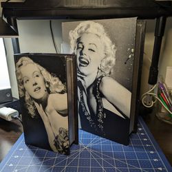 Marilyn Monroe Faux Book Box Jewelry Secret Box Set of 2 14”x 10.5” & 11.5”x 8”