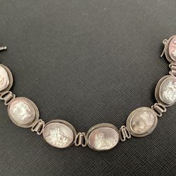 Vintage Italy Hand Carved Cameo Bracelet $150.00 7  Days Week Story Telling Greek of Gods  Mother of Pearl in 800 Silver Antique 1 A Vintage 8