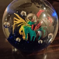 Hand Blown Jellyfish Design Heavy Paperweight.