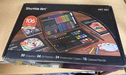 106 pack art set with wooden carrying case