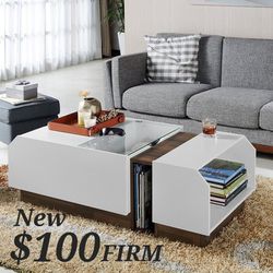White Coffee Table With Storage 