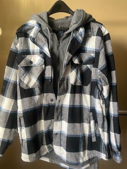 Hooded Flannel Shirt Jacket Large