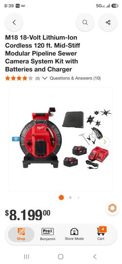 M18 18-Volt Lithium-lon Cordless 120 ft. Mid-Stiff Modular Pipeline Sewer Camera System Kit with Batteries and Charger