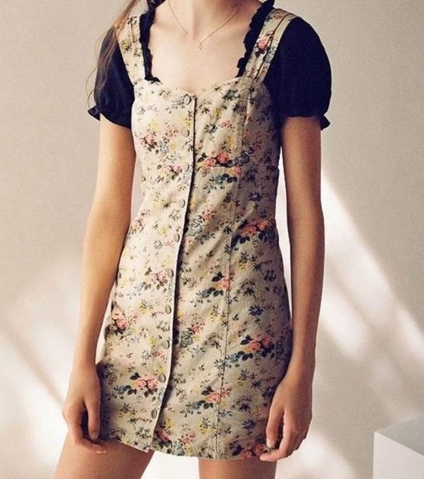 Laura Ashley X Urban Outfitters Denim Snap front Mini Dress Size Small