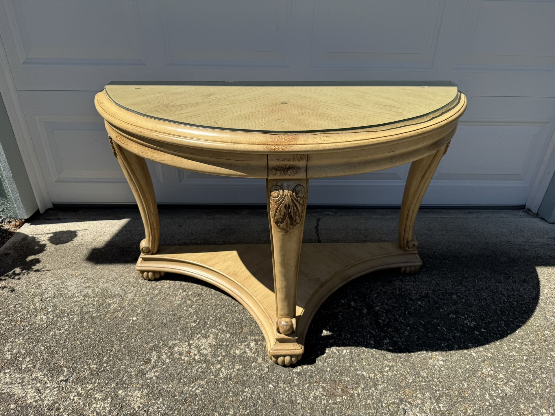 Half-Moon Decorative, sofa, console with glass top