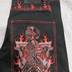 Affliction flame skeleton jeans
