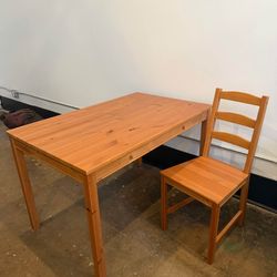 Solid wood table and 1 chair