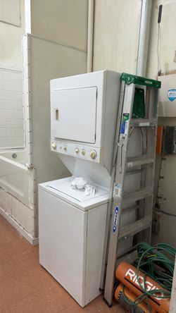 White Stacked Washer Dryer Unit