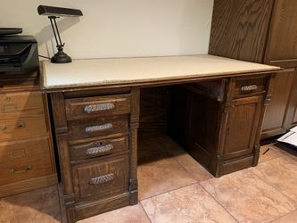 Antique heavy duty wood desk / Old Law Desk