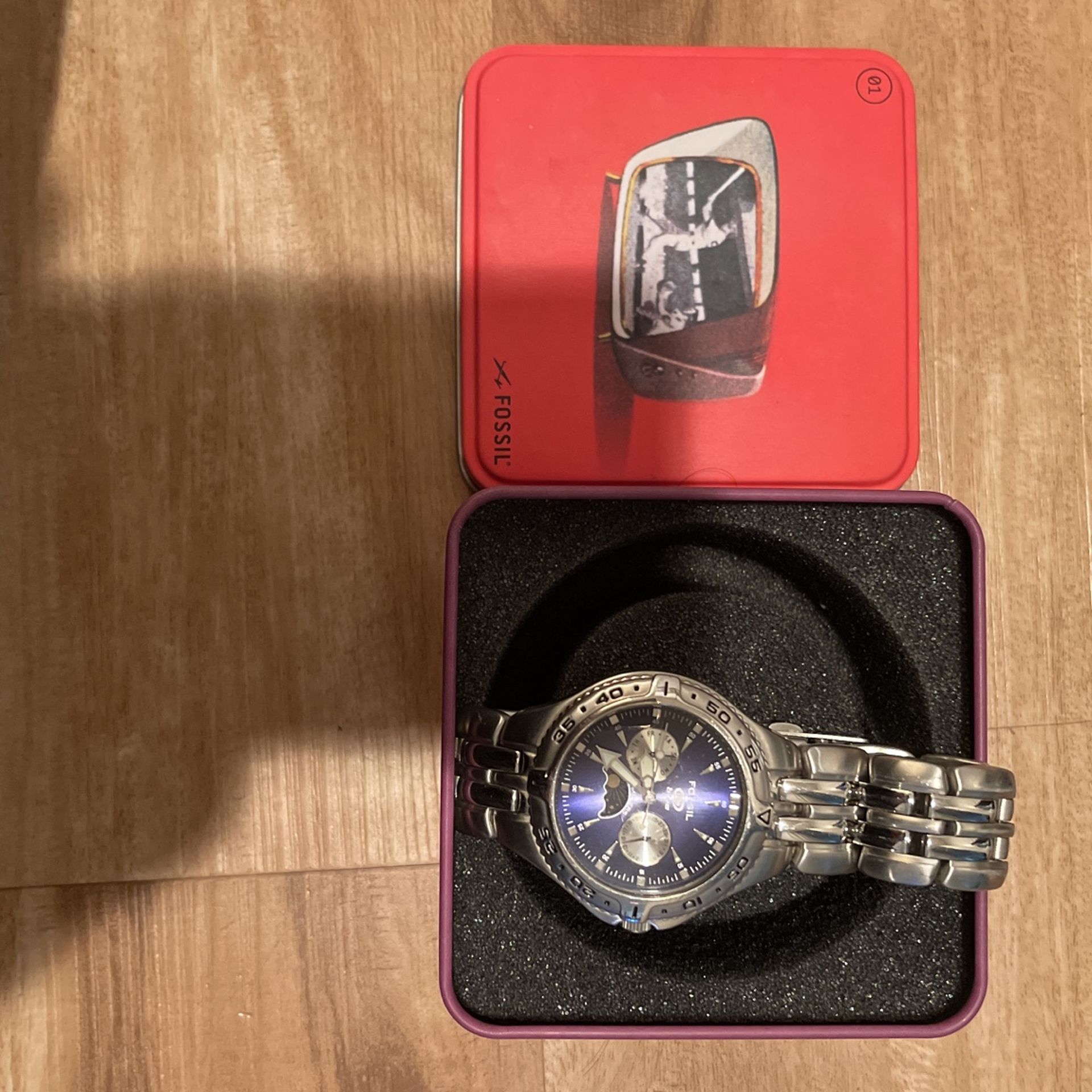 FOSSIL BLUE BQ-9138 Moonphase Men's Watch Chrono Diver Day Date