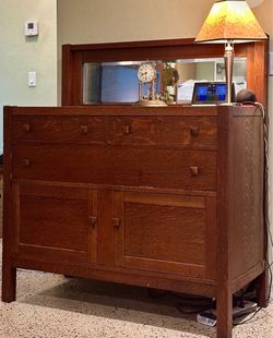 Mission Oak Sideboard. With Mirror