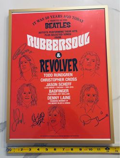 Beatles tribute signed poster from 2022: Denny Laine, Todd Rundgren, Joey Molland, Jason Scheff. Rare!!