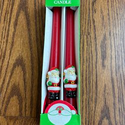 10 inch Christmas Santa tapered candles set of two new