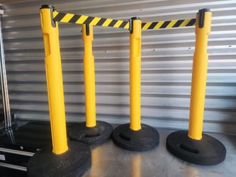 4 Beltrac All Weather Retractable Belt Barriers Yellow