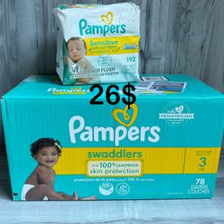 Pampers Diapers Size 3 and wipes 