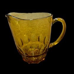 Hazel atlas glass pitcher continental can amber thumbprint reflection  VTG
