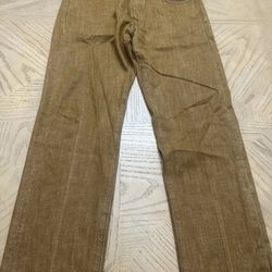 Levis 501 Mens 33x32 Brown White Oak Cone Denim Jeans Straight Leg Button Fly