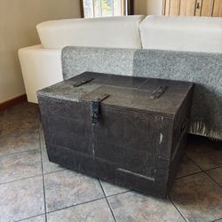 Antique Industrial Zinc Covered Trunk