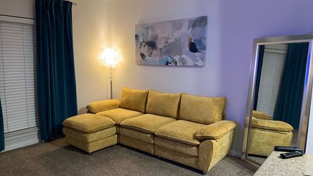 Yellow Modular Sectional Sofa with Chaise
