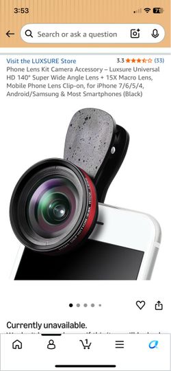 LUXSURE Phone Camera Lens Kit – 140° Wide Angle + 15X Macro – Universal Clip-On