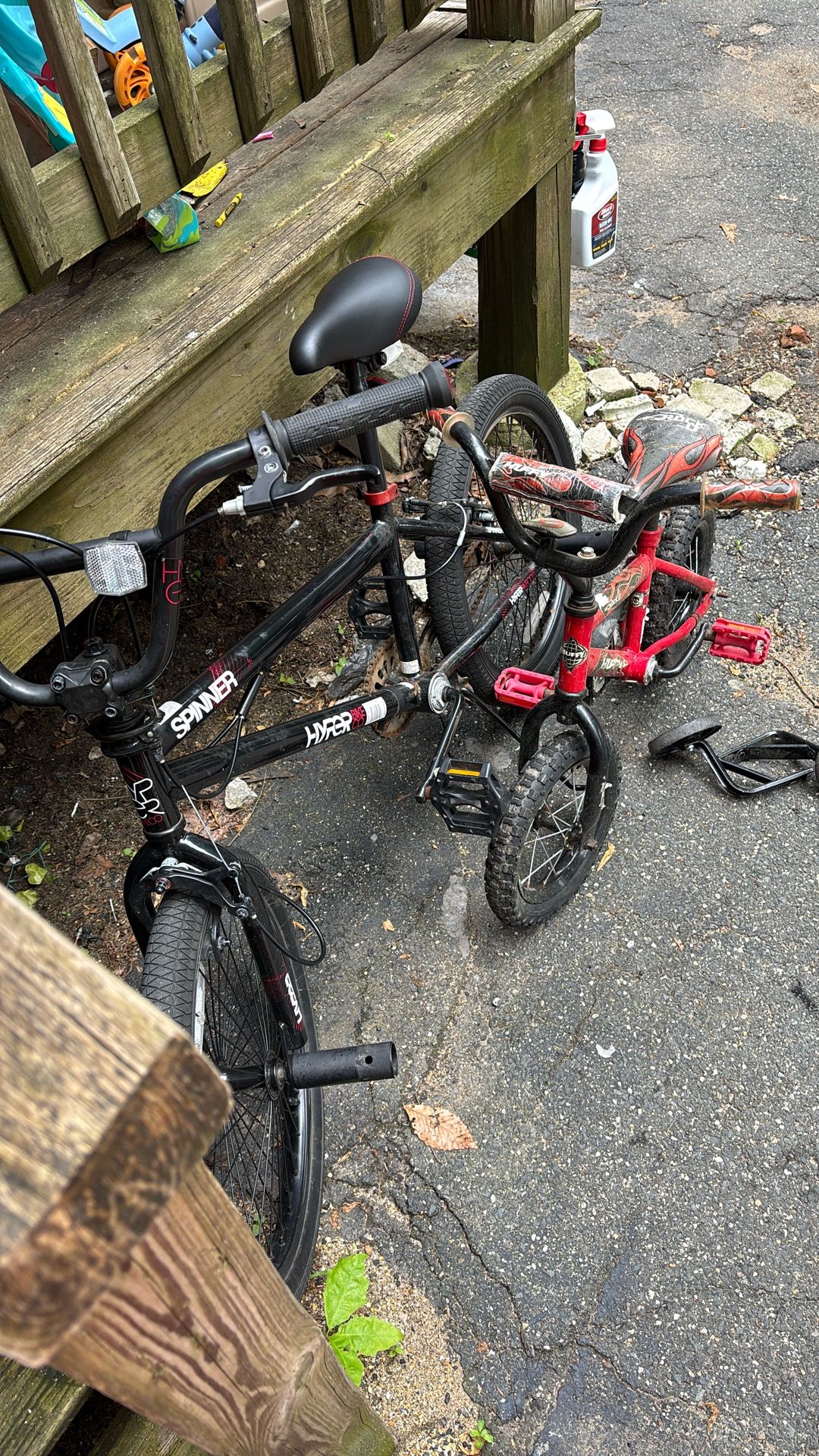 A big bike and a little bike