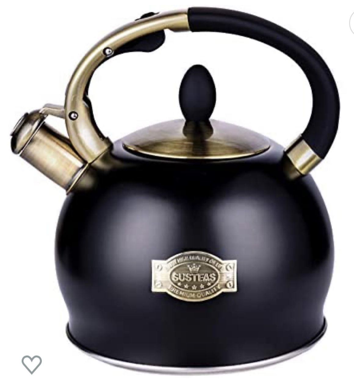 SUSTEAS Stove Top Whistling Tea Kettle-Surgical Stainless Steel Teakettle Teapot with Cool Touch Ergonomic Handle,1 Free Silicone Pinch Mitt Included,