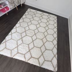 White Gold Fur Plush Area Rug