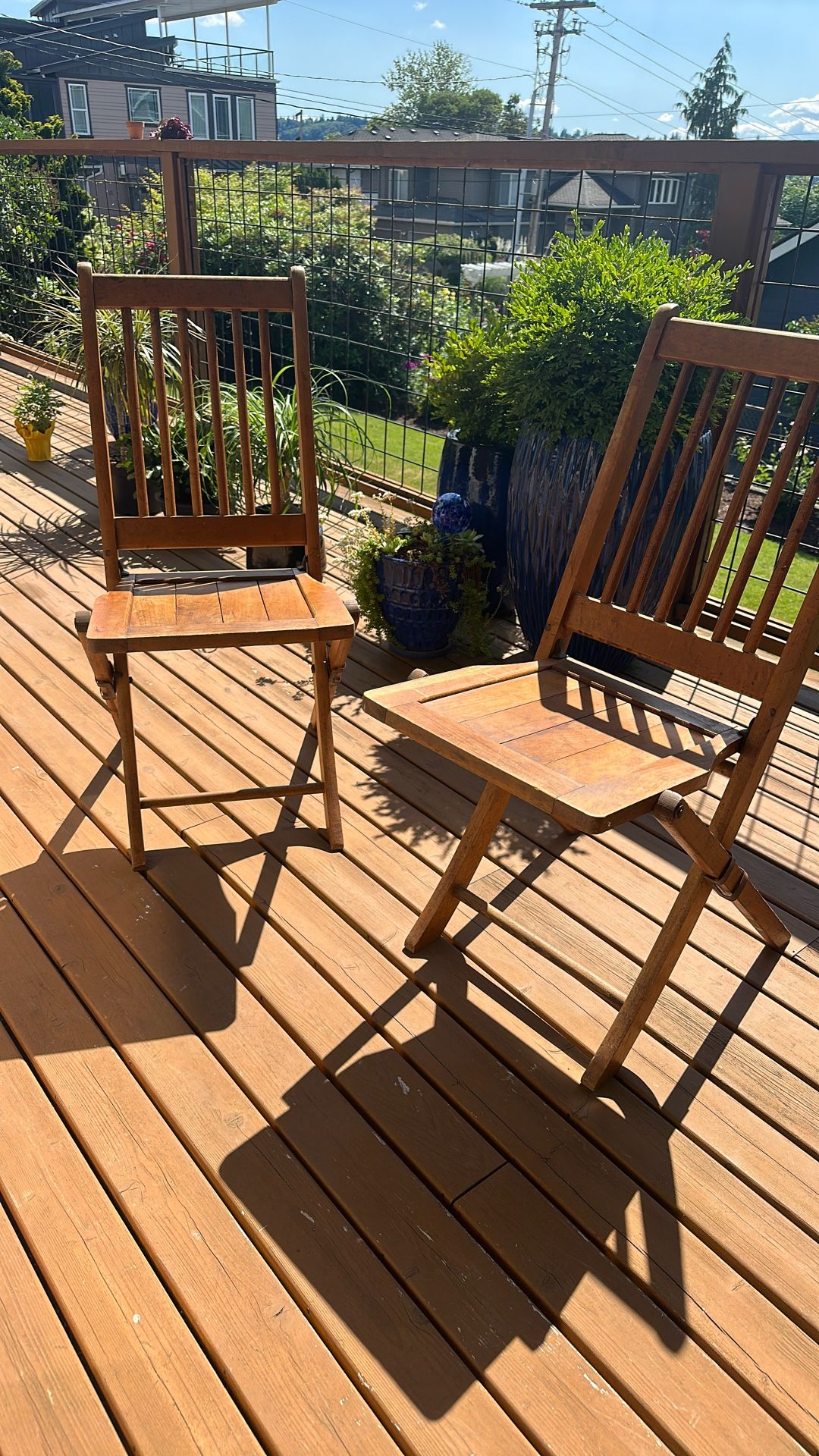 Antique Steamer Folding Wood Chairs