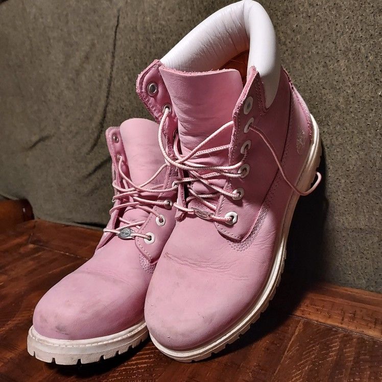 pink Timberlands women's size 8