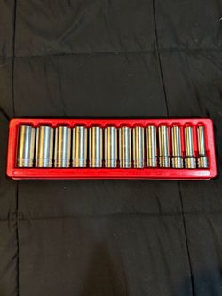 13 pc 1/2” Drive 6-Point SAE Flank Drive Deep Socket Set (3/8” - 1-1/8”)