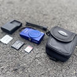 Canon PowerShot ELPH 190 Digital Camera Blue with accessories