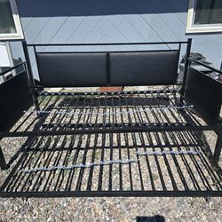 Metal and Upholstered Daybed/Sofa Bed with Included Trundle, Twin Size Frame, Black