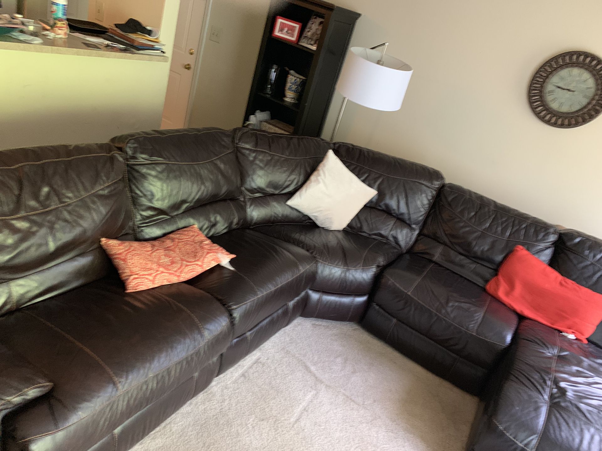 Large leather recliner sectional