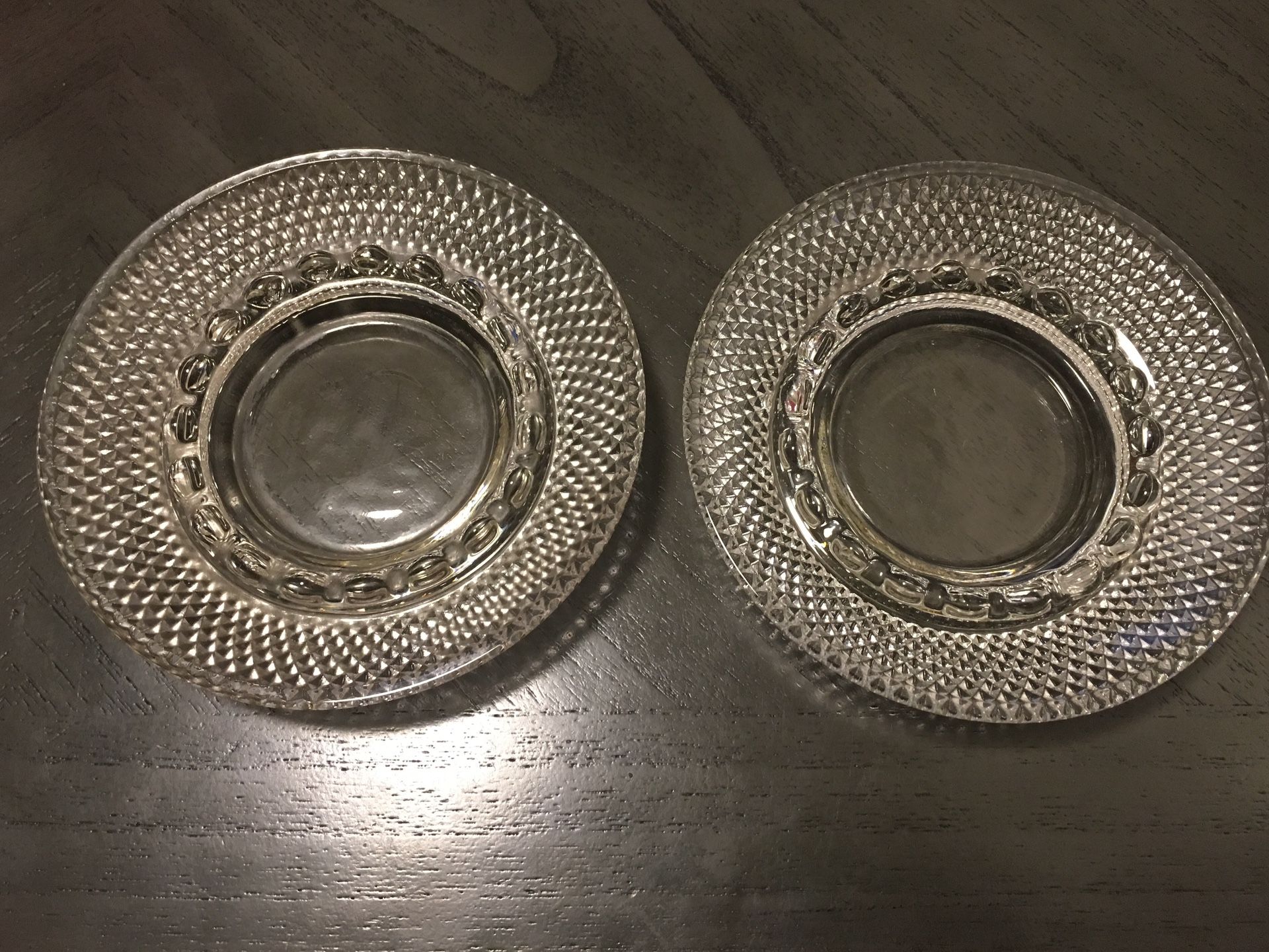 Vintage Clear Cut Glass Ashtray/ Candle Holder