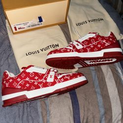 Louis Vuitton Trainer Red Monogram Textile
