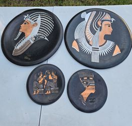 Vintage Egyptian Pharaoh & Queen Wall Decor Set – 4 Pc Ancient Egypt Art