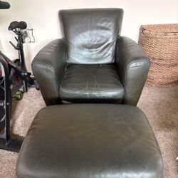 Natuzzi Real Leather Chair And Ottoman 