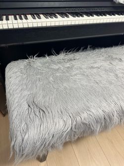 Fur fluffy gray bench