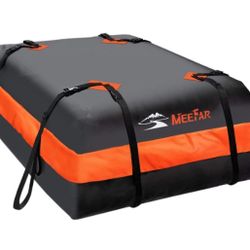 MeeFar Car Roof Bag XBEEK Rooftop Top Cargo Carrier Bag Waterproof 15 Cubic Feet For All Cars With/Without Rack, Includes Anti-Slip Mat, 8 Reinforced 