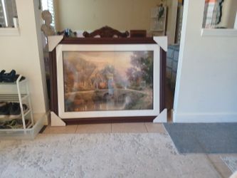 Thomas Kinkade Original Massive wood Framed Lithograph ( lamplight Manor) Stamped & Signed Look At Pics