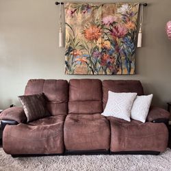 Brown Living room Set With Automatic Recliners