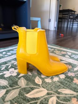 Yellow Heeled Rain Boots
