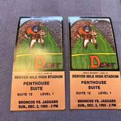 Denver Broncos Vs Jacksonville Jaguar Football Suite Ticket Qty 2 Dec 3 1995 