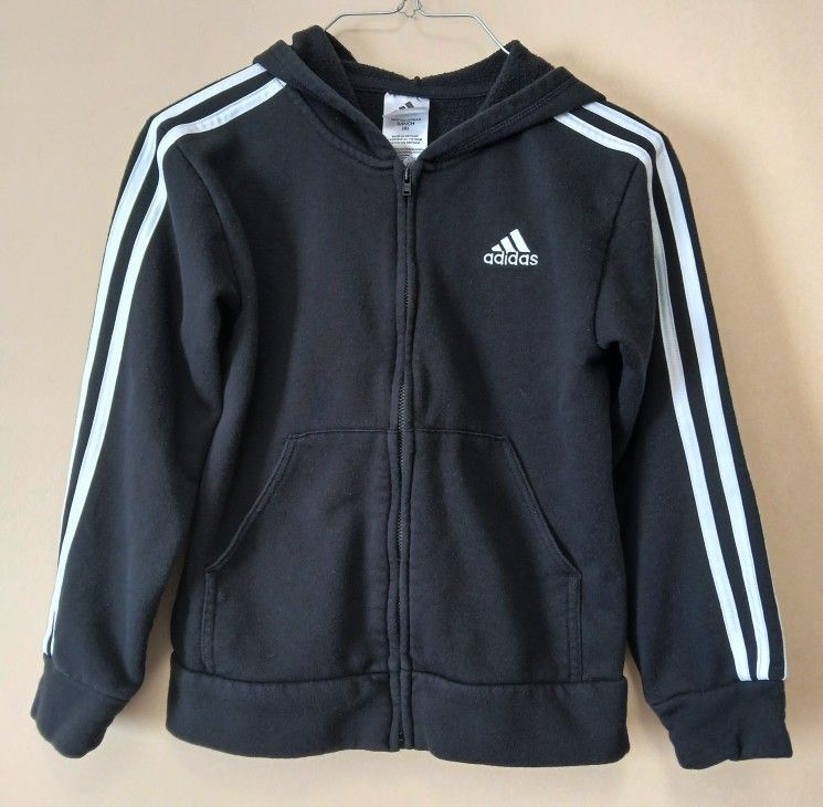 Adidas black and white zip up hoodie size 8 small like new