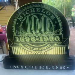 Michelob 100th Anniversary Reverse Glass Backlit Sign Rare Promotional Sign EUC