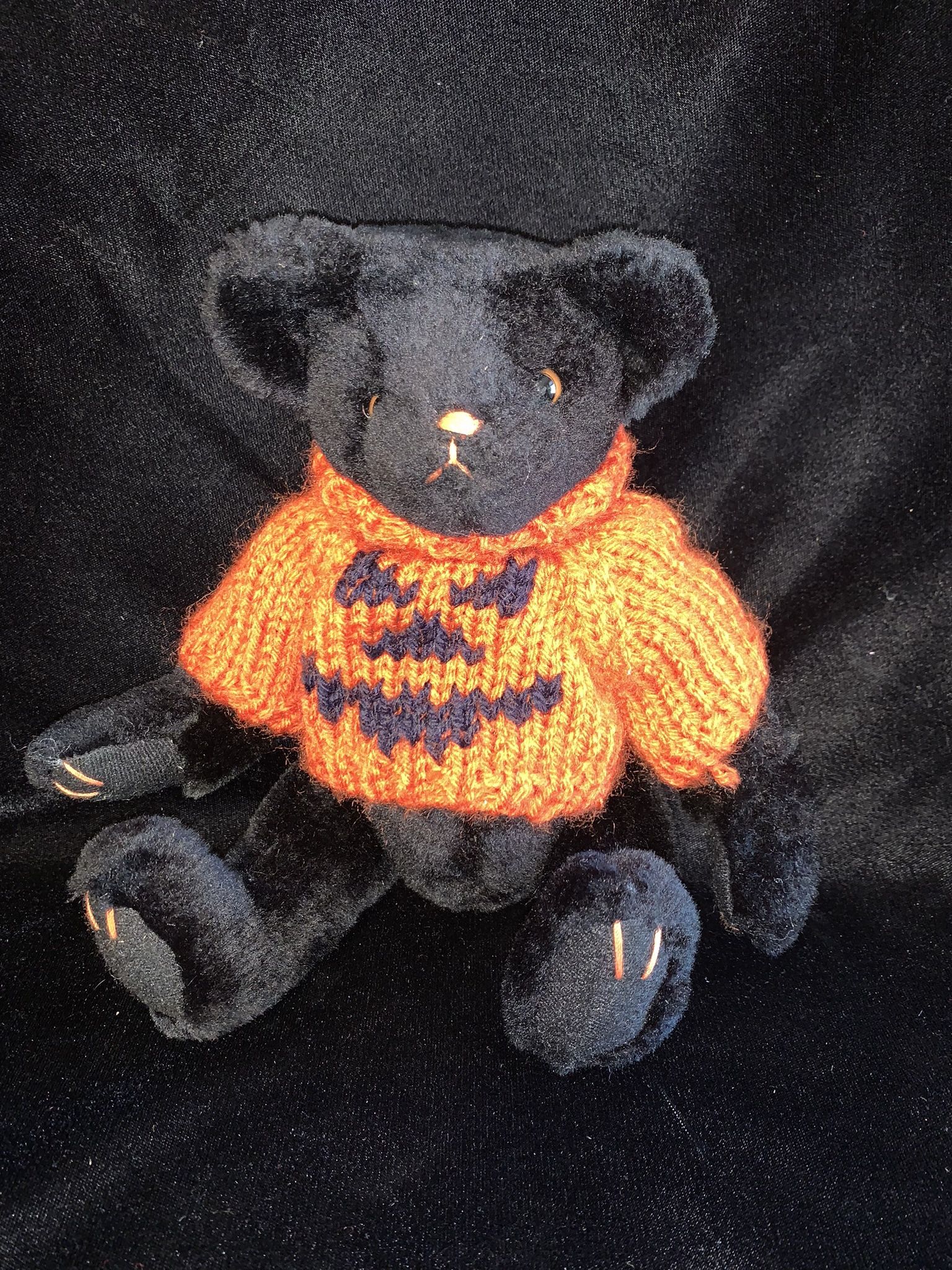 1997 Ganz Pumpkin Black Jointed Collectible Teddy Bear