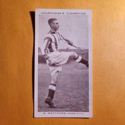 EX 1939 Churchman's Cigarettes Stanley Matthews Tobacco Card #35 Stoke City HOF