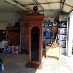 Antique Grandfather Clock Curio Cabinet 