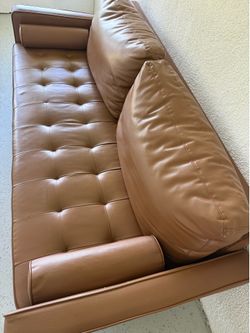 Brown Faux Leather Loveseat