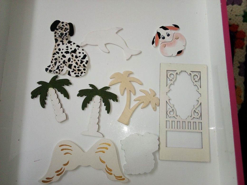 9 Wood 🪵 Craft Art Shapes Animal Projects Art Angel Wings Palm 🌴 Tree Cow Dalmatian Dolphin 🐬 Door 🚪 Hand painted Plain  